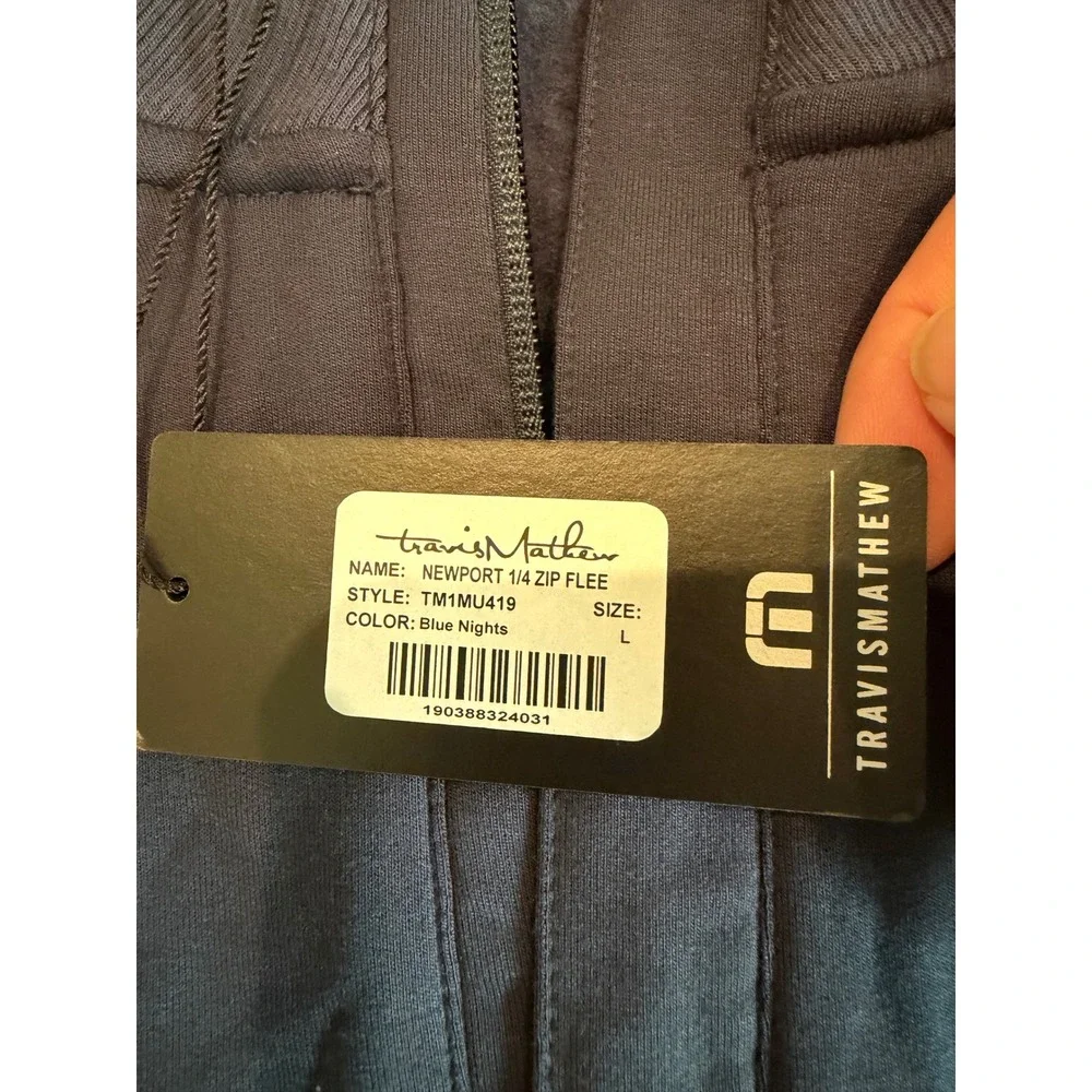 TravisMathew Newport 1/4 Zip Fleece Pullover Blue Nights Mens Large TM1MU419 NWT